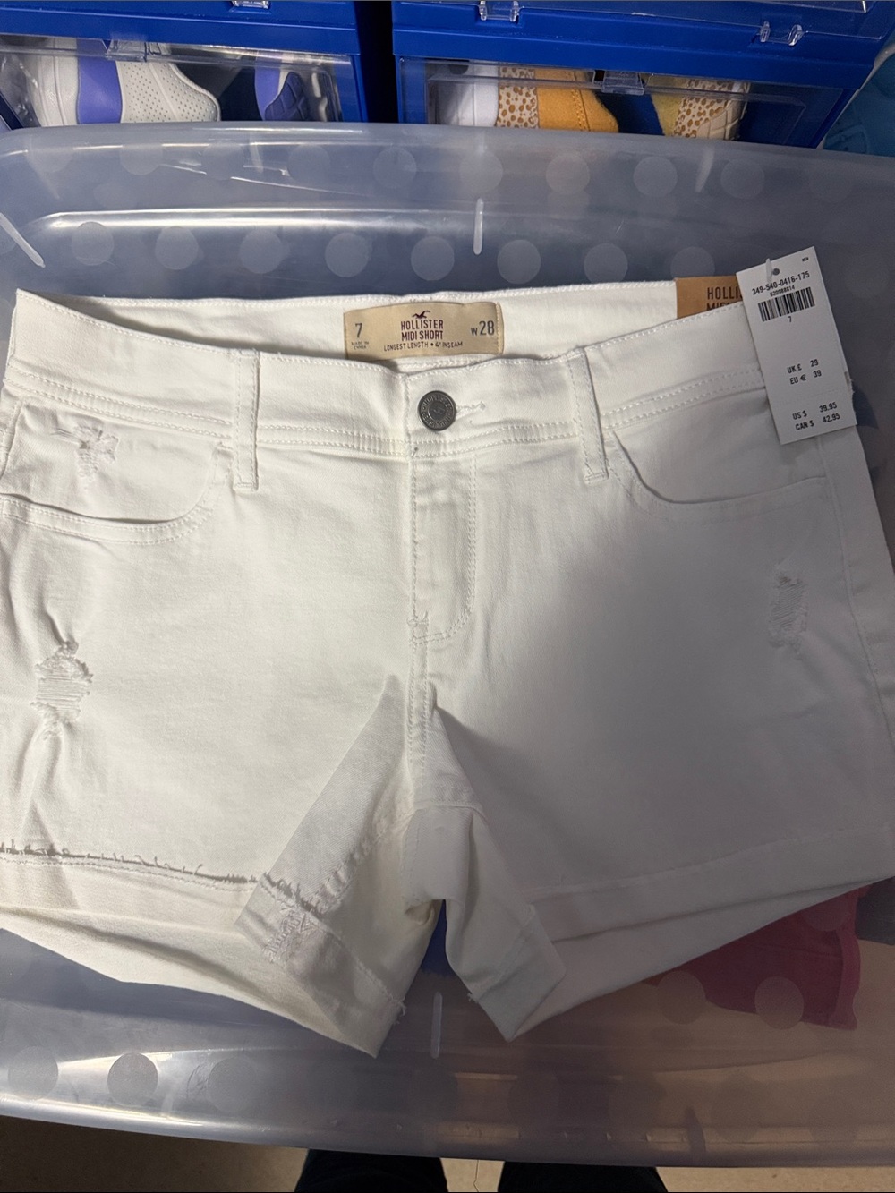 Hollister White Denim Mid-Rise Jean Shorts